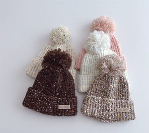 طفل الشتاء الدافئ التزلج محبوك غزل مختلطة طفل قبعة صغيرة بوم بوم محبوك الرياضة مصمم - Product Image 1