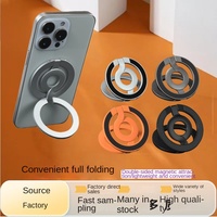 Nouveau support magnétique multifonctionnel pour téléphone, triple pliage, double anneau, avec anneau métallique pliable, magnétique double face pour bureau