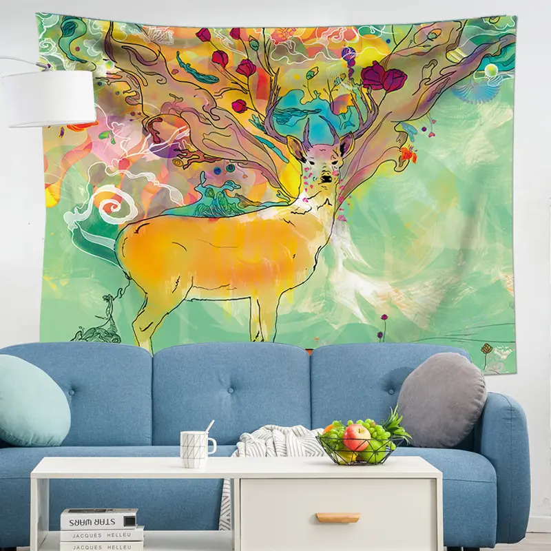 2023 Cartoon Tapestry Wall Hanging Bedroom Decor Blanket Hippie Background Illustrations Mural Psychedelic Abstract Decoration