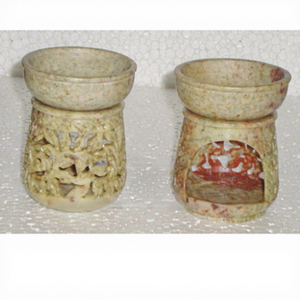 เตาเผาน้ำมันหอมระเหยหินสบู่อินเดียทำมือ ทนทาน เหมาะสำหรับตกแต่งบ้าน - Product Image 1