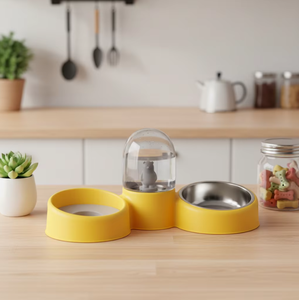 Comedero Doble para Mascotas con Diseño de Gato y Perro de Dibujos Animados, Dispensador de Agua Automático, Diseño Antivuelco, Protección de la Columna Cervical, para <span class=keywords><strong>Camping</strong></span> - Product Image 4