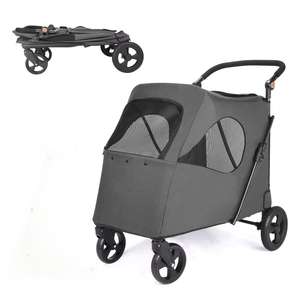 Pets Love Cochecito plegable fácil <span class=keywords><strong>para</strong></span> mascotas, cochecito <span class=keywords><strong>para</strong></span> <span class=keywords><strong>perros</strong></span> de gran espacio con mango ajustable, carrito <span class=keywords><strong>para</strong></span> <span class=keywords><strong>perros</strong></span> y gatos con ruedas giratorias, carrito <span class=keywords><strong>para</strong></span> mascotas - Product Image 3