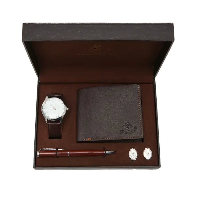 Simple And Exquisite Men'S Watch + Wallet + Pen + Cufflink Gifts Set