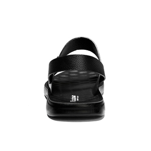HappyChina elegante uomo con logo personalizzato sandalo nero in vera pelle con cinturino sandali da esterno casual sandali da scivolo - Product Image 2