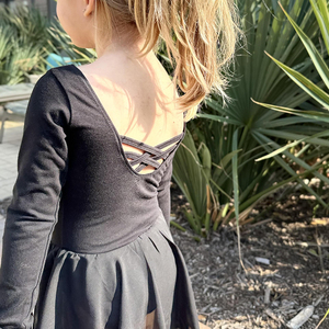 Robe de ballet en coton pour filles, douce, <span class=keywords><strong>classique</strong></span>, noire, à manches longues, en maille, pour filles - Product Image 6