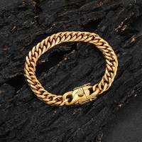 Chaîne cubaine de 9 mm en acier inoxydable argenté, bracelet pour homme fait main, grande taille