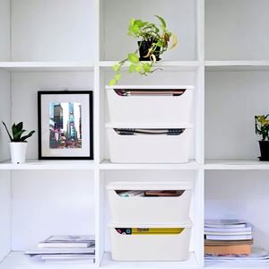 Organiseur de placard empilable, contenants de rangement en plastique avec couvercle, bacs organisateurs multi-usages pour armoire, tiroir, comptoir ou étagères - Product Image 3