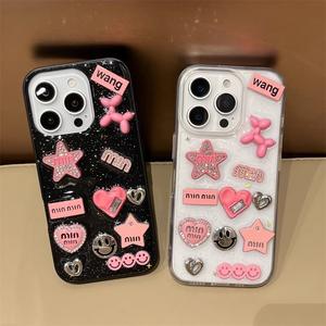 Coque de téléphone en gros style INS Y2K de luxe léger, avec étoiles 3D, cœurs et diamants scintillants pour <span class=keywords><strong>iPhone</strong></span> Air 17 16 <span class=keywords><strong>Pro</strong></span> Max - Product Image 5