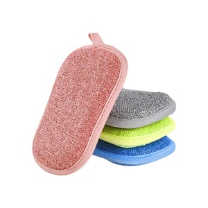 Double Sided Sponge Scrubber Microfiber Cleaning Pad For Kitchen Dishwashing Pots And Pans Rectangle Shape With <b>Scrub</b> Feature - Product Image 1