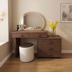 Modern Makeup <b>Vanity</b> <b>Table</b> With Lighted <b>Mirror</b> Storage Desk For Bedroom Furniture - Product Image 2
