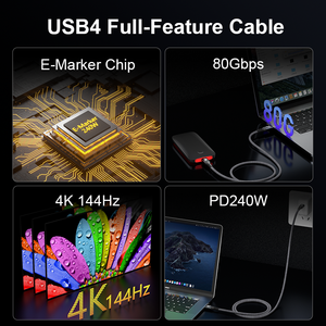 Ult-đoàn kết usb4 e-mark chip 1m USBC để USBC sạc Cáp USB C 4 240W truyền dữ liệu với CE ROHS tương thích <span class=keywords><strong>Thunderbolt</strong></span> 3/4 - Product Image 4