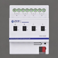 Module de contrôle de relais KNX 4 voies avec boutons manuels locaux, matériel de contrôle intelligent de l'éclairage configurable ETS pour usage commercial