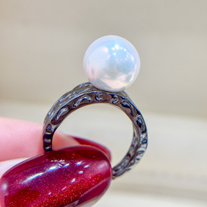 Base para Anillo de Plata S925 con Cuentas Redondas de 9-13 mm, Accesorios de Perlas para DIY, Base para Joyería de Moda, Tamaño 25 mm, 10461 - Product Image 3