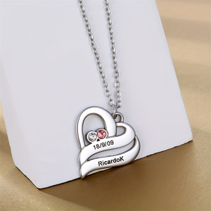 18K colore oro placcato moda gioielli di pietra di nascita inciso amore in acciaio inox <span class=keywords><strong>nome</strong></span> personalizzato collane per le donne regalo di natale - Product Image 3