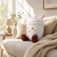 Peluche 100% polyester en forme de tasse de crème glacée brodée, jouet anti-stress 30 cm Babywolf pour fête d'anniversaire, tous âges