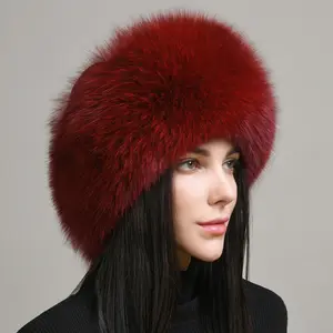 New Russian Winter Natural Fox Fur Hat Warm Soft Fluffy Real Fox Fur Bomber Hats Luxurious Women Quality Handmade Real Fox