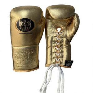 No Boxing No Life, gants de boxe personnalisés dorés pour adultes unisexes, à lacets, en cuir de vache véritable, pour l'entraînement - Product Image 4
