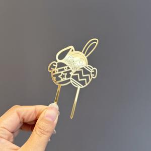 Dekorasi atas kue telur kelinci Paskah, dekorasi kue pesta bahagia Paskah, kelinci kartun akrilik - Product Image 3