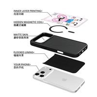 Coque de téléphone AG Feeling Black Edge avec effet doré et motif Love Girl pour iPhone 17, 17 Pro Max, 16 Pro, 15, 15 Pro Max – Coque magnétique