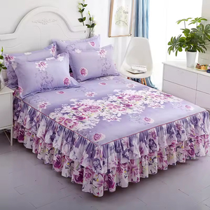 Home Textile Three-Piece <b>Bedding</b> <b>Set</b> Soft Warm Polyester 300tc Flat Sheet with Plain Dyed Bed Skirts Washable Fast Delivery - Product Image 3