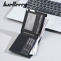 Baellerry 2025 baru kelas atas pria dompet pendek sederhana netral PU lipat dua penutupan terbuka ukuran kecil untuk siswa grosir