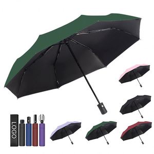 Custom Cheap Fully-<b>automatic</b> <b>Umbrella</b> Windproof Portable Three Folding Advertising Nylon <b>Umbrellas</b> with logo for Rain - Product Image 1