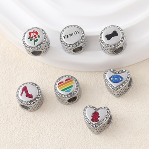 ลูกปัดรูใหญ่รูปวงกลม/วงรี/วง<span class=keywords><strong>แหวน</strong></span> ประดับคริสตัลสไตล์<span class=keywords><strong>แพน</strong></span>โดร่า ผลิตจากสแตนเลส สำหรับงาน DIY เครื่องประ<span class=keywords><strong>ด</strong></span>ับ - Product Image 1