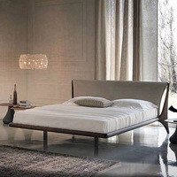 Lits en bois massif au design moderne, lits en bois minimalistes nordiques Wabi Sabi, lit double king queen, ensemble de meubles de chambre à coucher