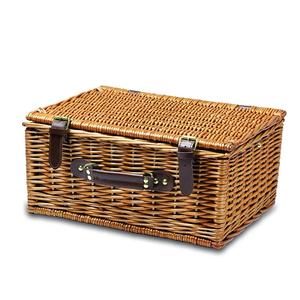 Liễu Dã Ngoại giỏ hai người thực phẩm Giỏ Bộ với tấm dệt tay <span class=keywords><strong>wicker</strong></span> Bộ đồ ăn Giỏ gấp xử lý - Product Image 2