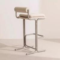 Tabouret de bar moderne minimaliste en fer forgé avec dossier, tabouret de bar haut pour salon, chaise de réception de luxe léger