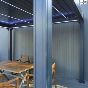 Pérgola Económica 3x3 Bioclimática de Aluminio Negro, Pérgola Sostenible Impermeable para Exteriores con Rejillas Ajustables, Fijada <span class=keywords><strong>a</strong></span> la <span class=keywords><strong>Pared</strong></span> - Product Image 4