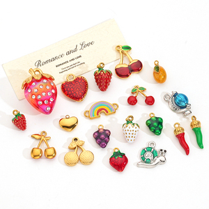 Fiesta de Frutas |   Colgantes de acero inoxidable chapados en oro PVD de 18 quilates con esmalte para la fabricación de joyería DIY |   Impermeable e Hipoalergénico - Product Image 1