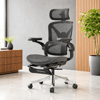 Chaise de bureau ergonomique à dossier haut en maille avec repose-pieds, appui-tête réglable, accoudoirs 3D, soutien lombaire, pivotante pour bureau à domicile