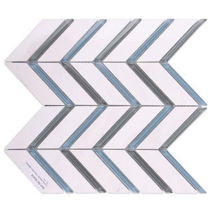 Dosseret de construction <span class=keywords><strong>mural</strong></span> chevrons forme <span class=keywords><strong>chevron</strong></span> <span class=keywords><strong>bleu</strong></span> et blanc verre pierre mosaïque <span class=keywords><strong>carrelage</strong></span> - Product Image 3