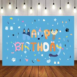 Fondo Fotográfico Personalizable con Huellas de Perro Azul y Feliz Cumpleaños, <span class=keywords><strong>para</strong></span> Baby Shower, Decoración de Fiestas en Casa - Product Image 1