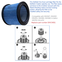 4 Gallon Wet Dry Vacuum Cleaner Cartridge Filter for DXVC4002 DXV04T DXV05P DXV05S Vacuum Cleaner Spare Parts Accessory