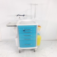Chariot médical d'urgence professionnel moderne en ABS, chariot de secours, mobilier hospitalier, chariot à médicaments pour infirmières, 5 tiroirs, atelier, USI