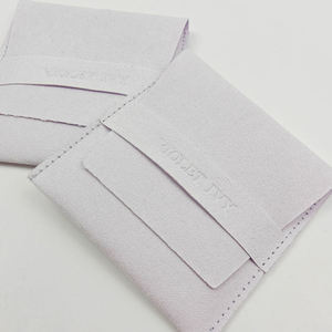 Sac d'emballage pour bijoux de luxe portable en microfibre avec logo personnalisé, pochette en daim avec rabat, mini enveloppe cadeau personnalisée INFFY - Product Image 3