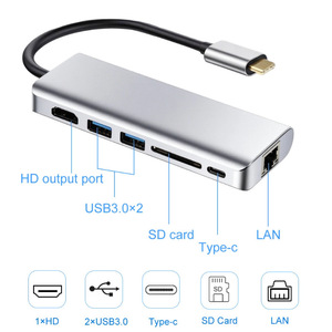 Adaptador Typechub tipo C a HDMI 6 en 1 con lector de tarjetas USB3.0 LAN SD para ordenador portátil y de escritorio - Product Image 4