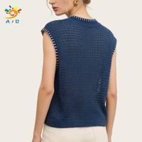AJB Gilet d'été décontracté pour femme en laine/cachemire, couleur unie, sans manches, respirant, tricoté, anti-boulochage, style euro-américain