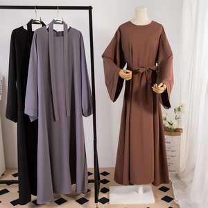 Tinta unita stile marocchino abbigliamento islamico abito Casual Abaya per le donne all'ingrosso Dubai saudita tacchino vestito Abaya - Product Image 1