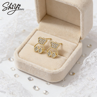 Boucles d'oreilles pendantes Ours en peluche plaqué or 14K, non ternissables, micro-pavé CZ, clous d'oreilles animaux, vente en gros, bijoux personnalisés Shiyi