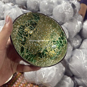 Cuenco de cáscara de coco pulido con laca hecha a mano, cuenco de comedor reutilizable ecológico para el hogar - Product Image 2