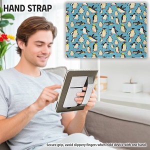 Lovely <strong>Penguin</strong> <strong>Printed</strong> Custom Stand Protective Case for 6.8" and 7" Kindle Custom Design Kindle Protective Case with Hand Strap - Product Image 4