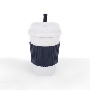 Riutilizzabile 12oz per uso alimentare PP tazza di <span class=keywords><strong>caffè</strong></span> con coperchio in Silicone materiale grano degradabile PLA formato personalizzato tazza per regalo - Product Image 4