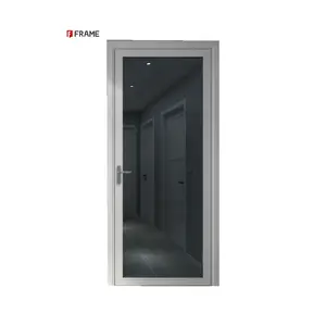Puertas abatibles impermeables de diseño moderno Puerta de baño de vidrio de aluminio Puerta de baño