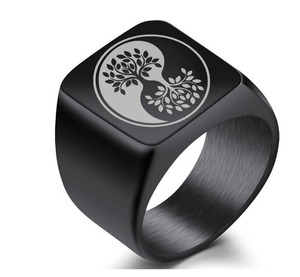 Tendance <span class=keywords><strong>de</strong></span> la mode, nouvelle bague pour homme en or titane et acier inoxydable, <span class=keywords><strong>YIN</strong></span> <span class=keywords><strong>YANG</strong></span>, <span class=keywords><strong>arbre</strong></span> <span class=keywords><strong>de</strong></span> <span class=keywords><strong>vie</strong></span> - Product Image 5