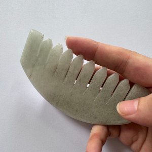 Outils de massage facial en jade aventurine, peigne en jade vert, planche Gua Sha, peigne Gua Sha - Product Image 5