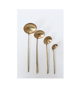 Louche à soupe en laiton poli brillant Cuillère de cuisson avec long manche Cuillère à couverts en acier miroir Artisanat naturel - Product Image 2