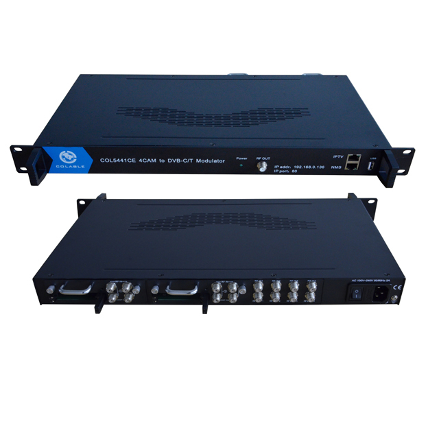 4 CI Slots Decryption CATV System Hotel RF Demodulator IRD 8DVB-S/S2 to DVB-T Transmodulator COL5441CE